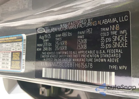 2026 Hyundai Tucson Sel z USA, uszkodzony, nr VIN 5NMJBCDE8TH615678